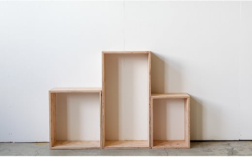 北海道育ちの木材を使った宮大工特製 「キューブBOX」3種セット　H015