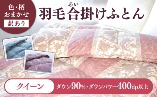 【訳あり】 色柄おまかせ クイーン 羽毛合掛けふとん シルバープリンセスダック ダウン90% ダウンパワー400dp 《壱岐市》 【富士新幸九州】 [JDH121]