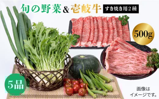 《A4～A5ランク》壱岐牛ロース500g（ロース250g・肩ロース250g）・旬の野菜5品《壱岐市》【壱岐市農業協同組合】[JBO039] 肉 牛肉 すき焼き しゃぶしゃぶ 鍋 ロース 新鮮 やさい ベジタブル 詰め合わせ セット 34000 34000円