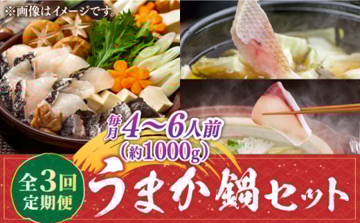 【先行予約受付中】【全3回定期便】《1・2・3月お届け》 うまか鍋セット 4～6人前（切身約1000g）【2026年1月以降順次発送】  《壱岐市》【魚助】 鍋 くえ クエ ブリ ぶり 鰤 鯛 たい タイ クエ鍋 ブリしゃぶ ぶりしゃぶ 鯛しゃぶ タイしゃぶ 海鮮鍋 しゃぶしゃぶ [JFX004]