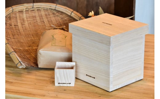 【桐匠根津】国産桐の米びつ５kgサイズ(一合枡付き)　桐たんす屋が作る米びつ