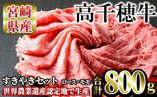 高千穂牛 すき焼きセット(ロース・モモ各400g)国産 宮崎県産 宮崎牛 牛肉 焼肉 ロース モモ 霜降り A4 和牛 ブランド牛【MT015】【JAみやざき 高千穂牛ミートセンター】
