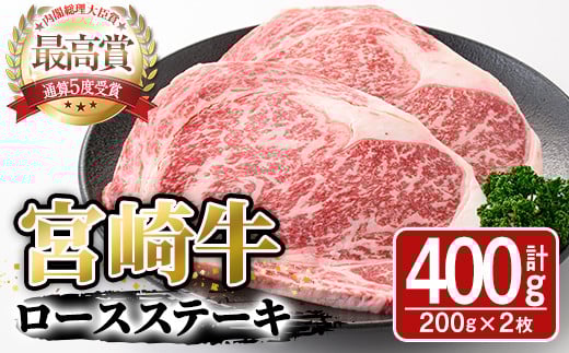 宮崎牛ロースステーキ(400g・200g×2枚)A4 A5 牛肉 精肉 肉 ブランド和牛  焼肉 お取り寄せ 国産 宮崎県【SJ002】【日本ハムマーケティング株式会社】