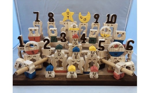 【ギフト用】木のおもちゃ、コロポコ積木パズル(デラックスW)