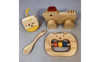 【ギフト用】木のおもちゃ、出産祝いセットSY