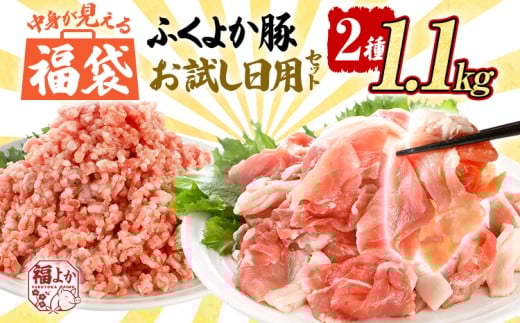 福袋 豚肉 ふくよか豚 精肉詰め合わせセット  豚肉 切り落とし ミンチ 【C】ふくよか豚 お試し日用セット 小分け ブタ肉 ぶた肉 冷凍 福岡県 福岡 九州 グルメ お取り寄せ