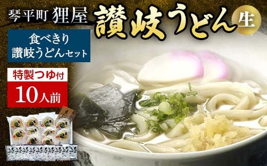 狸屋 食べきり讃岐うどん一番人気のかけつゆ付き 10人前 詰合せ 生うどん うどん 讃岐 讃岐うどん さぬきうどん ご当地 グルメ 名産品 食品 四国 F5J-204