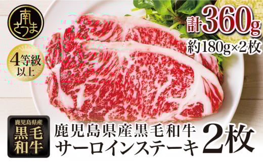 【鹿児島県産】4等級以上黒毛和牛 サーロインステーキ 約360g(180g×2) 4等級 5等級 サーロイン ステーキ BBQ 焼肉 肉 牛肉 ギフト 贈答 冷凍 スターゼン 南さつま市