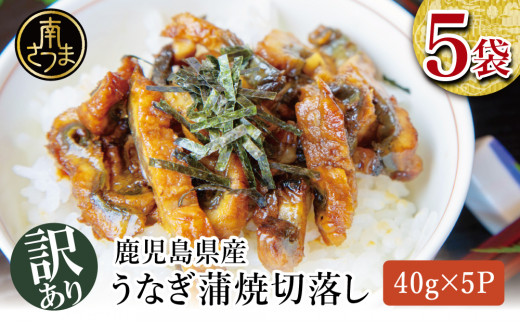 【訳あり】【鹿児島県産 鰻】うなぎ蒲焼切落し 個包装パック 計200g(40g×5P) うな丼 ひつまぶし 調理用 ご自宅用 うざく 鰻玉 卵焼き 訳有り 食品 お取り寄せグルメ おかず 惣菜 南さつま市