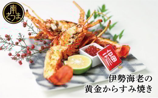 伊勢海老の黄金からすみ焼き 約500g 自家製 からすみパウダー 海鮮 えび 冷凍 ギフト のし 南さつま市