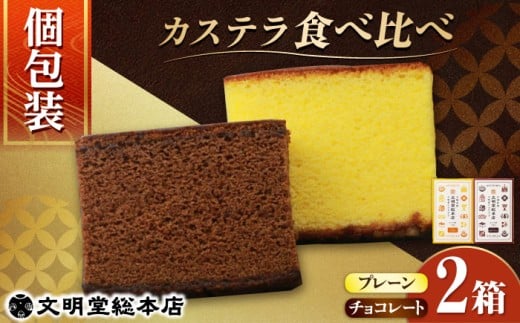 【年内配送】【小分けで食べやすい】カット包装カステラ　2箱入（プレーン・チョコレート） 【文明堂総本店】 [DBF014] お菓子 スイーツ 洋菓子 贈答 かすてら カステラ 長崎かすてら 長崎カステラ お菓子 スイーツ ギフト 贈り物 贈答用 送料無料 焼菓子 焼き菓子 プレゼント 10000円 1万円以下