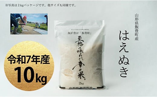 【令和7年産】至福の味わい、　幸せ米。「はえぬき」精米 10Kg - 白米 米 ごはん 品種 銘柄 ブランド米 おすすめ 送料無料 山形県 飯豊町