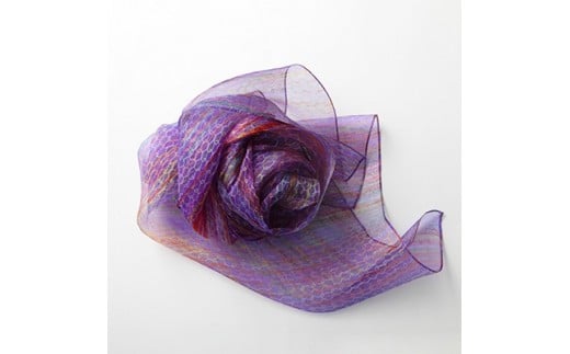 妖精の羽・塩縮オーガンジーストール(加賀友禅)鎖/パープル【1063709】