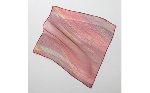 妖精の羽・塩縮オーガンジーポケットチーフ(加賀友禅)鎖/ワインレッド【1063716】