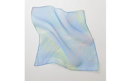 妖精の羽・塩縮オーガンジーポケットチーフ(加賀友禅)鎖/ライトブルー【1063717】