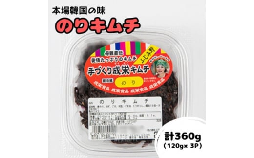 本場韓国の味!全て手作りのりキムチ　計360g(120g×3パック)【1467725】