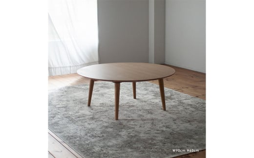オーク材のラウンドローテーブル 選べるサイズ【3サイズ 70cm/80cm/90cm】 ローテーブル 家具 リビング 丸 丸型 ラウンド テーブル 机 福岡県 柳川市