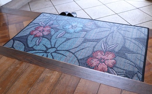 抗菌防臭・消臭 玄関マット 上がり框 なでしこ 35cm×120cm BL（ブルー） マット 敷き物 いぐさ い草 イグサ い草マット 福岡県 柳川市