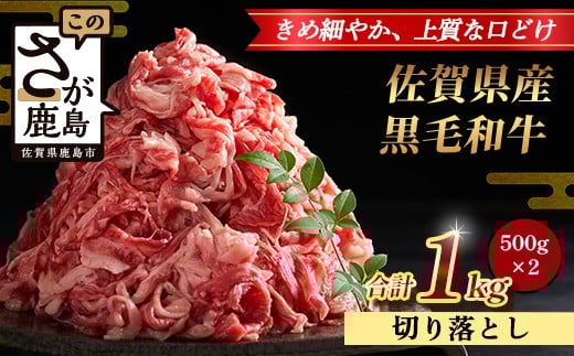 【配送月指定対応可】佐賀県産 黒毛和牛 切り落とし 500g×2 合計1kg C-161 牛肉 お肉 すき焼き すきやき しゃぶしゃぶ 年内発送 年末配送 切り落し 切落し 切りおとし