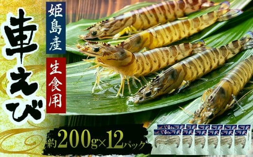 生食用凍眠凍結姫島車えび(養殖)約200ｇ(6尾～10尾)×12パック　A6