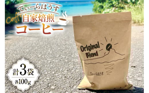 コーヒー 自家焙煎コーヒー 100g 3セット [てぃーらはうす 沖縄県 伊江村 ie47bde390000] コーヒー豆 珈琲 ブレンド 自家焙煎 苦味 香り
