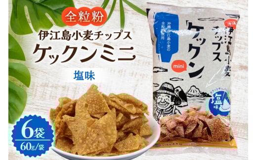 スナック 伊江島 小麦チップス ケックン ミニ 塩 6袋 セット [伊江島物産センター 沖縄県 伊江村 ie47bde210024] スナック菓子 お菓子 チップス おやつ おつまみ いえじま家族 ケックン ケックンチップス