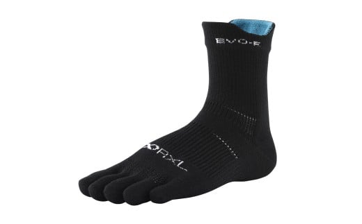 0010-139 R×L(アールエル)EVO-FL ランニングソックス ロング(5本指)ブラック Sサイズ