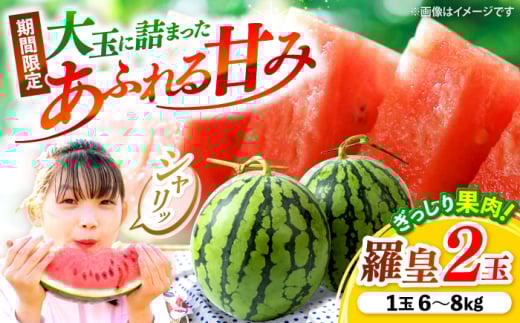 スイカ すいか 羅皇2玉 (1玉当たり6〜8kg) [武藤農園] [CFV007] 甘い 大玉 旬 ギフト プレゼント フルーツ 夏 すいか スイカ スイカ すいか