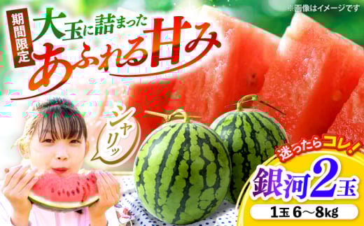 スイカ すいか 銀河2玉 (1玉当たり6〜8kg) [武藤農園] [CFV008] 甘い 大玉 スイカ 旬 ギフト プレゼント フルーツ 夏 スイカ すいか