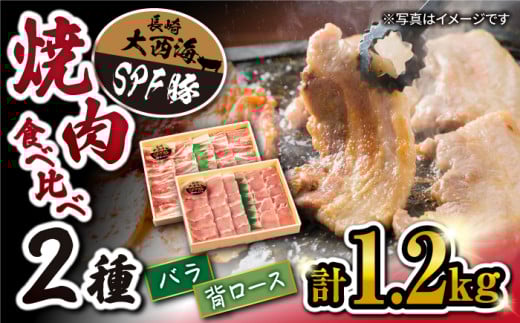 国産豚 大西海 SPF豚 背ロース ＆ バラ 焼肉 用 計1.2kg（各600g） 訳あり  ＜大西海ファーム＞ [CCY007] 西海 焼肉 BBQ SPF豚 贈答 ギフト 国産 バラ ロース 贈答 ギフト
