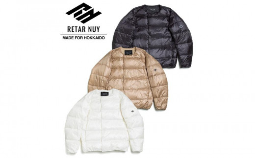 ふるさと納税 服 男 北海道 小樽市  UNISEX 北海道ダウン：RETAR NUY／レタールヌイ［CISE］DOWN CARDIGAN［BEIGE／XLサイズ］ BEIGE／XLサイズ 北海道ダウン Retar Nuy/レタールヌイ【ブラック】 ライトダウン