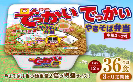 【3回定期便】 でっかいやきそば弁当 258g×12個（1ケース） やきそば 焼きそば 特盛 増量 中華スープ付き お取り寄せ