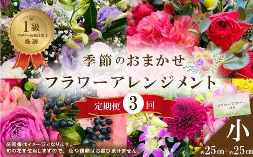 R6-940.【3回定期便】<1級フラワー装飾技能士が厳選>季節のおまかせフラワーアレンジメント【生花】(小)
