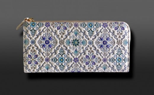 【浅草文庫】L字長財布 オリエント柄 (カラー：ブルー)