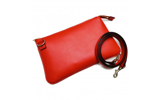 お財布バッグ[JOY]イタリア産高級牛革使用 ショルダー紐付 (全4色) (カラー：レッド)