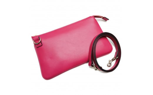 お財布バッグ[JOY]イタリア産高級牛革使用 ショルダー紐付 (全4色) (カラー：ピンク)