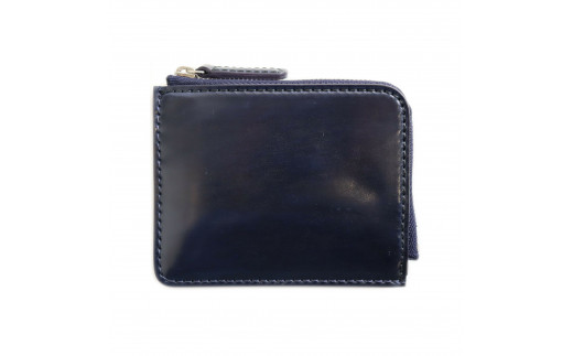 ミニ財布[イタリア産高級レザー]コードバン使用 (全4色) (カラー：ネイビー)