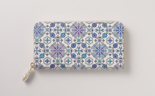 【浅草文庫】ラウンド長財布 花菱柄 (カラー：ブルー)