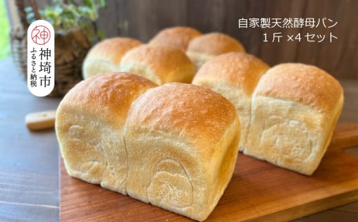 自家製天然酵母の食パン 4斤[パンと器のコネル] [パンと器のコネル 国産小麦 パン 自家製 天然酵母 玄米麹 朝食 おやつ](H094123)