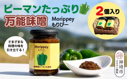 リピーター続出!! "ピーマン味噌 もりぴー"2個セット[手編みかご入り ][サラダピーマン ピーマン 米麹味噌 手作り 無添加 プレゼント](H100102)