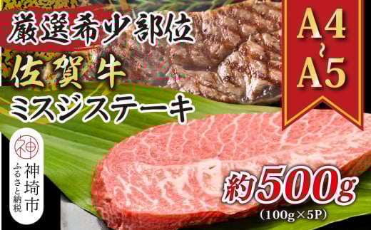 【厳選希少部位】【A4～A5】佐賀牛ミスジステーキ 約500g(100g×5P)【肉 牛肉 ブランド牛 黒毛和牛 ステーキ肉 ふるさと納税】(H112120)