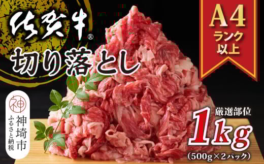 艶さし！【A4～A5】佐賀牛切り落とし 1kg(500g×2P)【肉 牛肉 ブランド牛 黒毛和牛 ふるさと納税】(H112285)