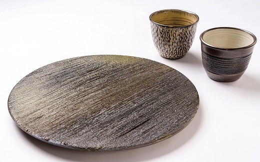 櫛目平皿＆お猪口セット