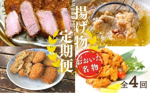 【4回定期便】揚げ物 定期便 ヒレカツ からあげ とり天 コロッケ 食べ比べ