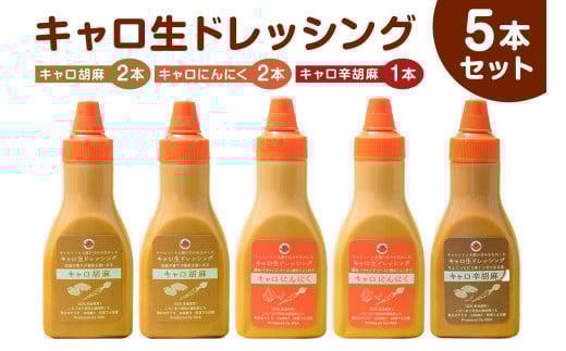 キャロ生ドレッシング 5本セット mi0092-0001 【にんじん 玉ねぎ 甘み 調味料 たれ ニンニク 胡麻 リンゴ酢 オリジナル サラダ お肉 野菜炒め スパゲッティ 目玉焼き ソース 下味 米油】