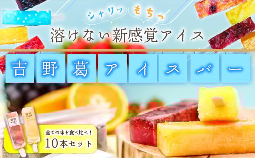 吉野葛アイスバー 10本入り | くずバー 葛バー 冷凍 スイーツ お菓子 アイスバー 溶けないアイス