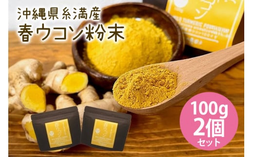 沖縄県 糸満産 春ウコン 粉末 200g ( 100g x 2個 ) セット ウコン 栽培期間中農薬除草剤不使用 粉末タイプ うこん 姜黄 キョウオウ ウコンパウダー パウダー 粉 ウコン粉末 お酒 アルコール 肝臓 ターメリック クルクミン 健康食品 沖縄県 糸満市
