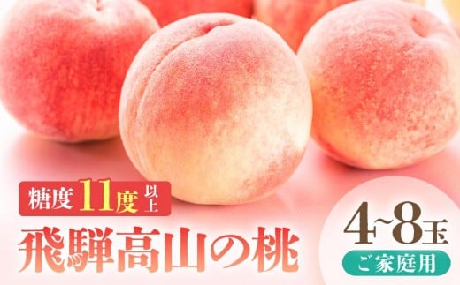 【2026年発送・先行受付】【訳あり】飛騨の桃(4-8玉) 糖度11度以上 品種おまかせ ご家庭用|桃 もも 極上の甘さ 濃厚な甘さ 甘い 訳アリ 規格外 朝採り 朝採れ農家直送 飛騨高山 つむぎ果樹園 GH009