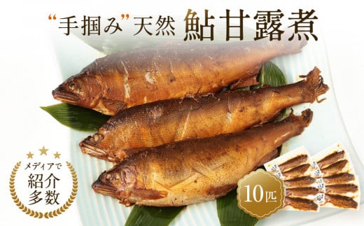 【個包装】秘伝のタレ使用！手掴み天然鮎甘露煮（10匹）| 化学調味料不使用 天然 魚 鮎 おいしい 食品 高山 有限会社井根鉄筋 SF002