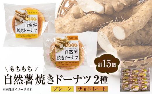 柳井自然薯焼きドーナツセット(15個入)_ ドーナツ どーなつ プレーン チョコレート 自然薯 焼きドーナツ 焼き ドーナッツ ヘルシー もちもち お菓子 菓子 おかし スイーツ 焼き菓子 デザート おやつ ギフト プレゼント 自宅用 山口県 送料無料 【1572573】